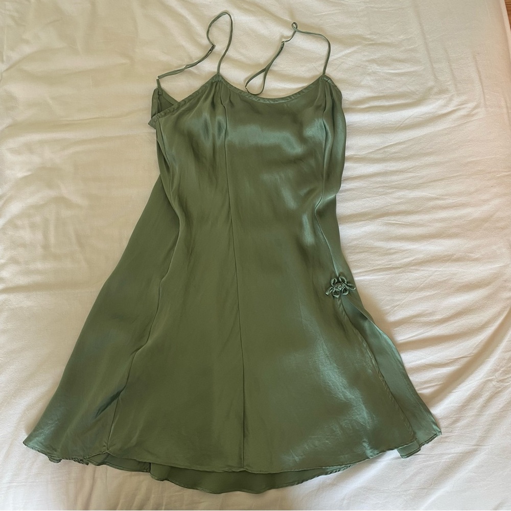 VINTAGE - Victoria's Secret Gold Label 100% Silk Nighty - Sage